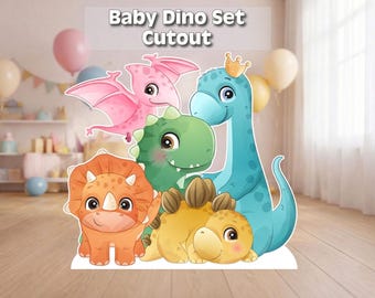 Set de recorte de dinosaurio para bebé / linda decoración de fiesta de dinosaurio / accesorio de baby shower de dinosaurio / decoración de cumpleaños de dinosaurio pastel