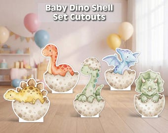 Recortes de caparazón de dinosaurio bebé / Decoración de baby shower de dinosaurio / Accesorios para fiesta de eclosión de dinosaurio / Decoraciones de cumpleaños de dinosaurio pastel