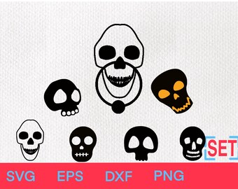 Skull SVG Bundle | Halloween Skull Clipart | Spooky Skeleton Head Vector | Creepy Skull Silhouette | Halloween Cricut Files