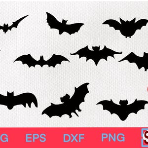 Bats svg - Halloween Clip Art - Bats Sublimation svg, dxf, png, Cut Files Spooky Bats SVG - Bats Silhouettes - Cut File, Flying Bats Svg