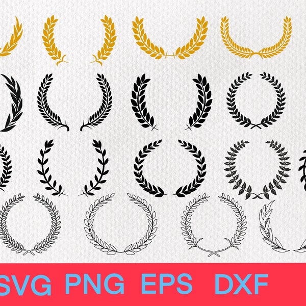 wreath wheat Svg BUNDLE - wedding wreath svg - wheat frame - wreath monogram svg - wreath olive branch leaves logo - wheat laurel leaf svg