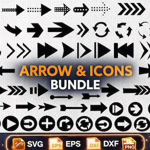 Arrow SVG Bundle, Direction Arrows Icons, UI Navigation Icons Set, Play Pause Buttons SVG, Cricut Cut Files