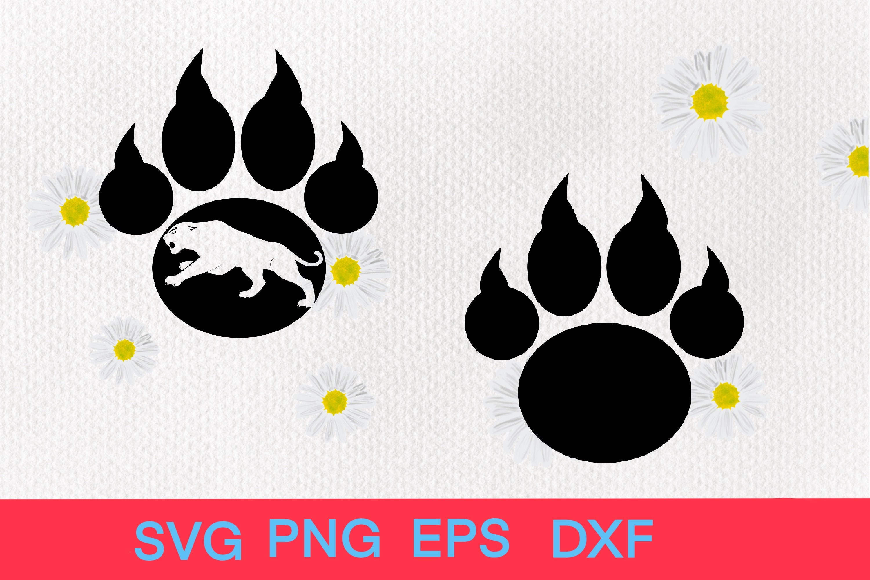 Tiger Paw Svg Panther Paws Print Silhouette Svg Wild Cat Paw Png