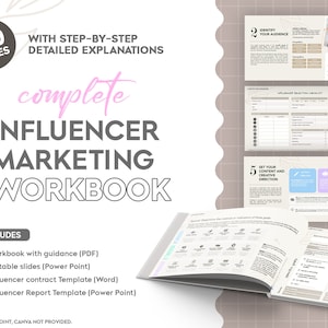 Influencer Marketing Workbook | Strategy | Step by step guide | Power Point | Editable