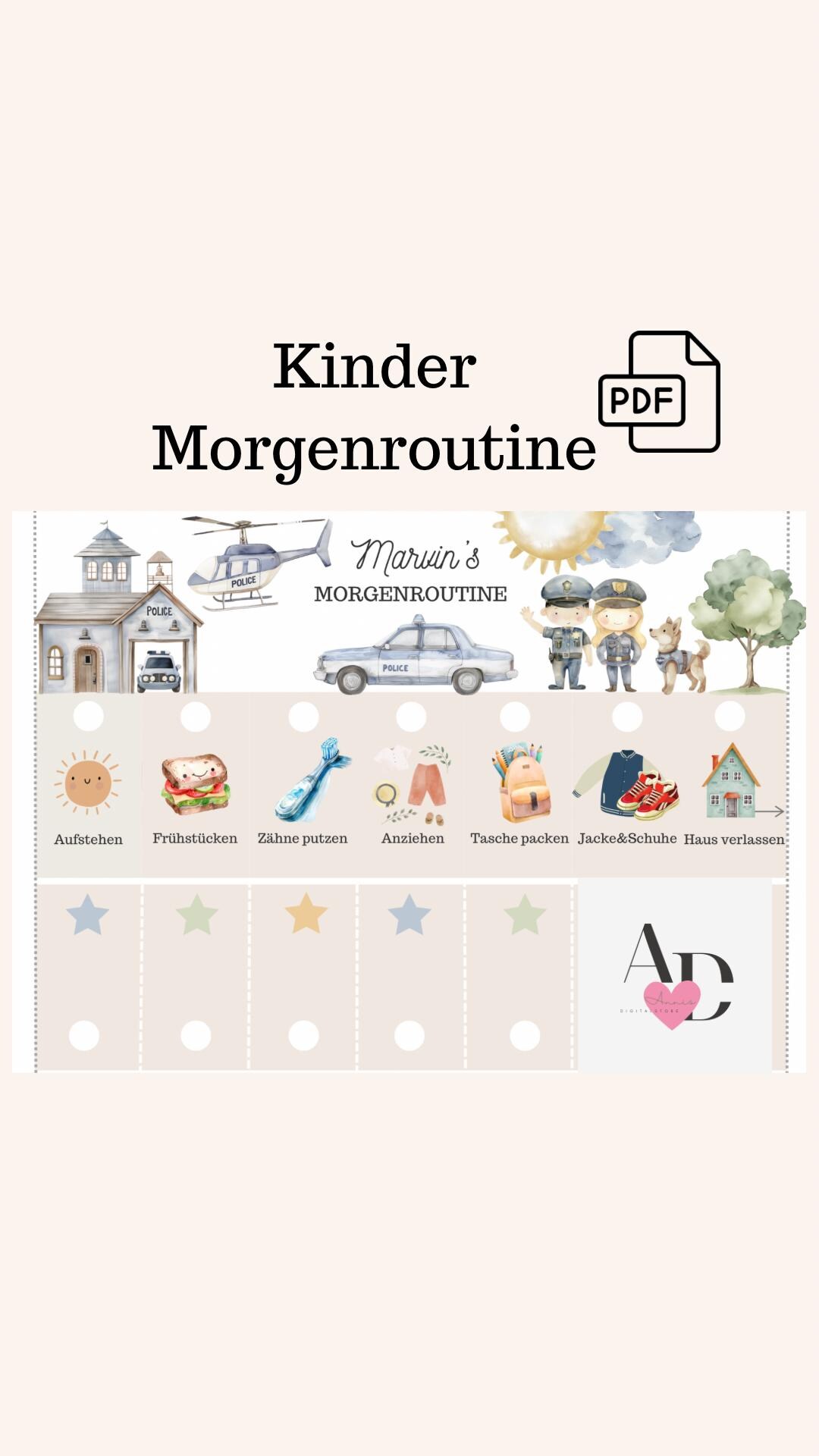 Daily Planner Morning Routine Children Routine Planner Police School ...