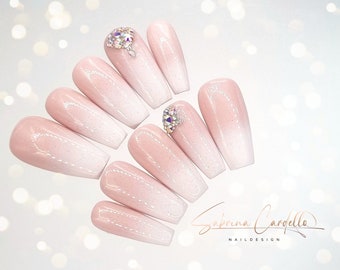 Press On Nails "Sparkled Babyboomer" In 13 verschiedenen Längen und Formen | 10er oder 20er Tip-Set |