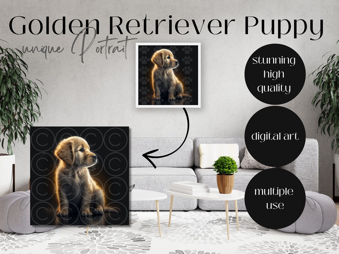 Digital Art Print Digital Art Poster Golden Retriever Etsy