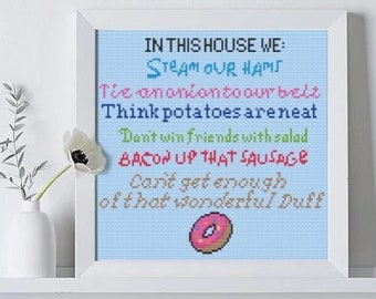 Simpsons Cross Stitch - In this house (Home Sweet Home)  PDF Cross Stitch Pattern, DMC