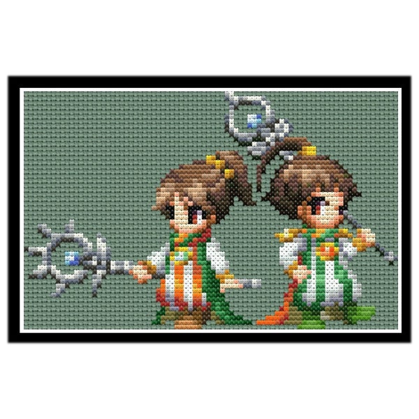 Final Fantasy IV - Palom and Porom PDF Cross Stitch Pattern, DMC