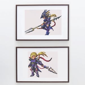 Final Fantasy IV - Kain Highwind - Pair of Cross Stitch Patterns, DMC