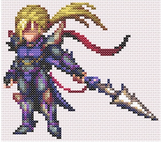 Final Fantasy IV - Kain Highwind - Pair of Cross Stitch