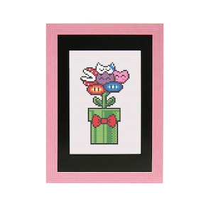 Super Mario - 8-bit Flower Bouquet - PDF Cross Stitch Pattern, DMC