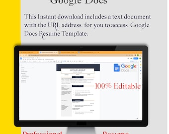 Resume Template Google Docs, An Instant Download, Easy To Edit, Professional Resume Template & Cover Letter. Plus Word Resume Template!