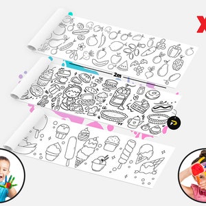 Alimenti, Frutta Enorme Poster da colorare, Banner gigante di grandi dimensioni per pagine da colorare, Colorazione per bambini, Regalo per ragazza ragazzo, Attività divertenti per bambini