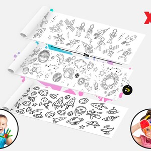 Enorme poster da colorare a tema spaziale, striscione gigante con grandi pagine da colorare, colorazione per bambini, regalo per ragazzi e ragazze, divertenti attività per bambini