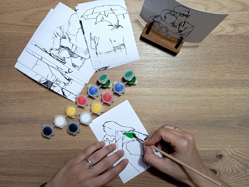 Personalized Couple DIY Photo Cards Painting Kit Couples Date Etsy