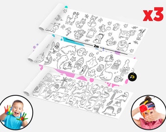 Enorme poster da colorare del Regno degli animali, striscione gigante con fogli da colorare di grandi dimensioni, colorazione per bambini, regalo per ragazzi e ragazze, attività divertenti per bambini