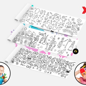 Geburtstags-Fantasy-Themen-riesiges Färbungsplakat, riesiges großes Malseiten-Banner, Kinderfärbung, Geschenk für Jungen-Mädchen, Spaß-Kinderaktivitäten