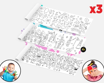 Birthday Fantasy Themed Huge Coloring Poster, Giant Large Colouring Page Sheet Banner, Kids Coloring, Gift for Boy Girl, Fun Kids Activities