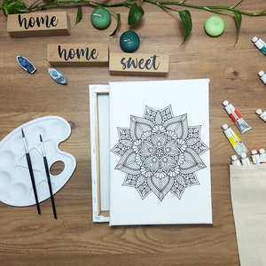 Mandala Canvas DIY Painting Kit, DIY Paint And Sip Canvas Kit, Adult Paint Party, Adult Coloring Craft Kit, Art Kit, Craft Art Gift Kit Box