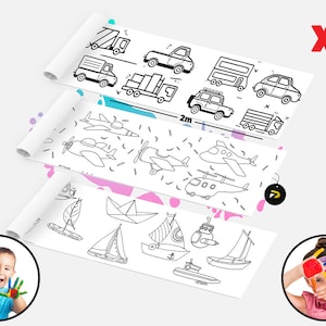 Fahrzeuge Lehrreiches riesiges Färbungsplakat, riesiges großes Malseiten-Banner, Kinderfärbung, Geschenk für Jungen-Mädchen, lustige Kinderaktivitäten
