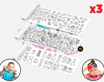Cose, poster da colorare enorme giocattolo educativo, banner gigante di fogli da colorare di grandi dimensioni, colorazione per bambini, regalo per ragazza, attività divertenti per bambini