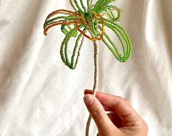 Perlenblumen - Sonnenschein Palme - Glasperlen Blüht immer französischer Blumenstrauß