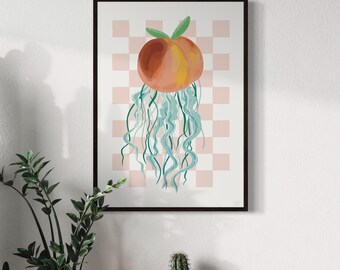 Gelee Pfirsich Kunstdruck - Fruit de Mer Illustrationen - Küchenkunst - A5, A4, A3