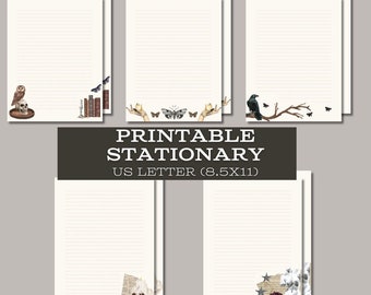 Dark Academia, Witchy Stationery, Moody, Printables, US Letter