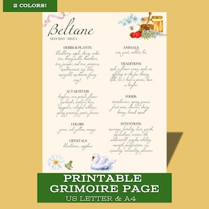 Beltane, Mayday, Grimoire Pages, Pagan, Book of Shadows, Printable, Witchy