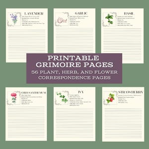 Magical Plants & Herbs - Printable Grimoire Page - Book of Shadows Pages