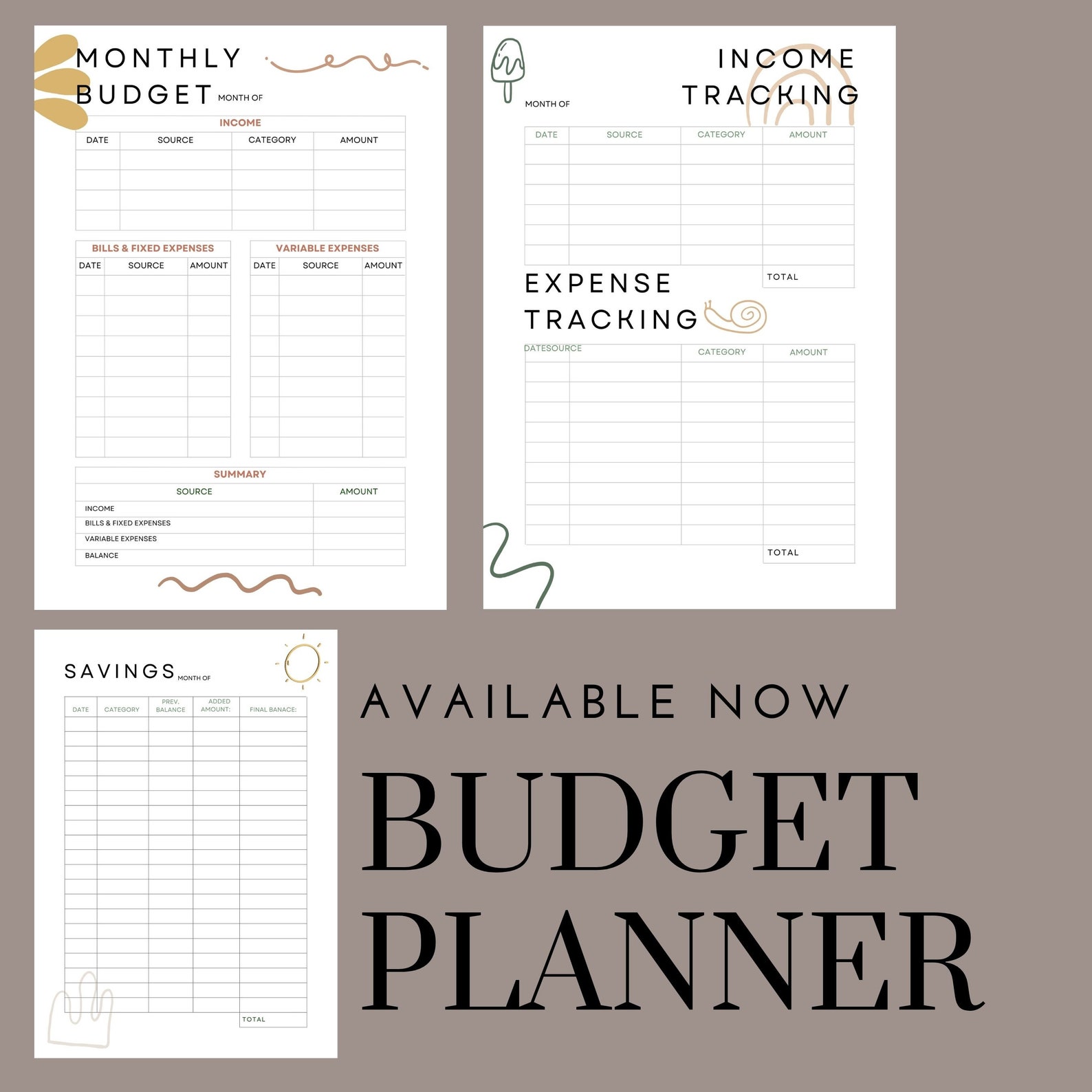 Monthly Budget Planner Downloadable PDF - Etsy