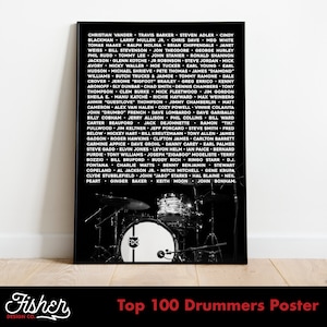 Best Drummers of All Time Poster 18&quot;x24&quot; - Drummer Gift - Drum Room Poster - Musician Gift