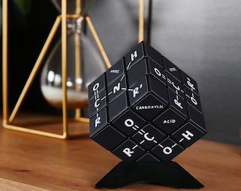 Cubo de Química Orgánica 3x3 – Rompecabezas para científicos, regalo con base para estudiantes, químicos o profesores de química (5,7 cm)