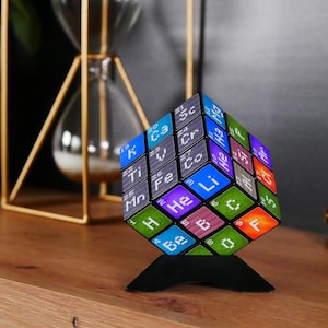 Cube Minecraft Tableau Périodique 3x3 – Puzzle Geek Scientifique, Cadeau Gamer ou Fan de Science avec socle (5,7 cm)