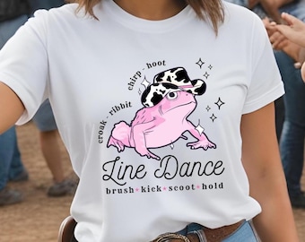 Funny Line Dance Frog T-Shirt, Line Dance Steps Shirt, Country Dancing Tee, Cute Cowboy Western Tee, Line Dance Gifts, Line Dancing Club Tee