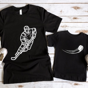 Personalized Hockey Family Matching Shirt, Matching Dad and Baby Shirt, Hockey Game Matching Gift, Custom Family Matching T-Shirt Game Day