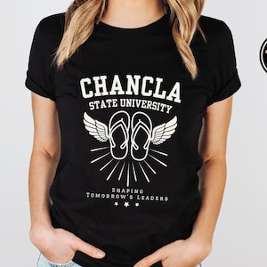 Chancla Wings University T-shirt, Childhood Chancleta Funny Shirt, Flying Chancla Graphic Top, Funny Latino Humor Gift, Flip Flop Graphic