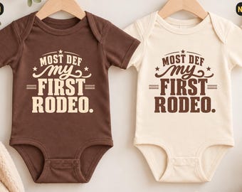 Mein erster Rodeo-Babybody, Western-Cowboy-Babyoutfit, Rodeo-Babygeschenk, Geschenk für ein Baby im Landhausstil, Geschenk für Neugeborene im Western-Stil, Geschenk zur Cowboy-Babyparty