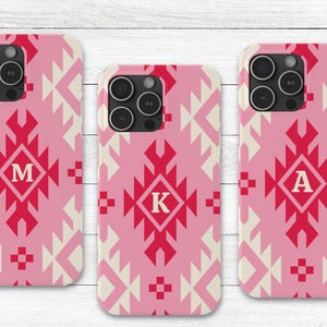 Funda personalizada para teléfono, diseño tribal, con inicial de nombre, delgada, para iPhone 16, 15, 14, 13 Pro y más, regalo de vaquera, estilo nativo americano.