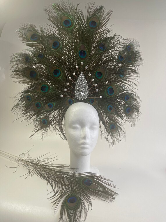 Headpiece Crown Peacock Feathers Valkyrie Halo Gothic  display picture 1