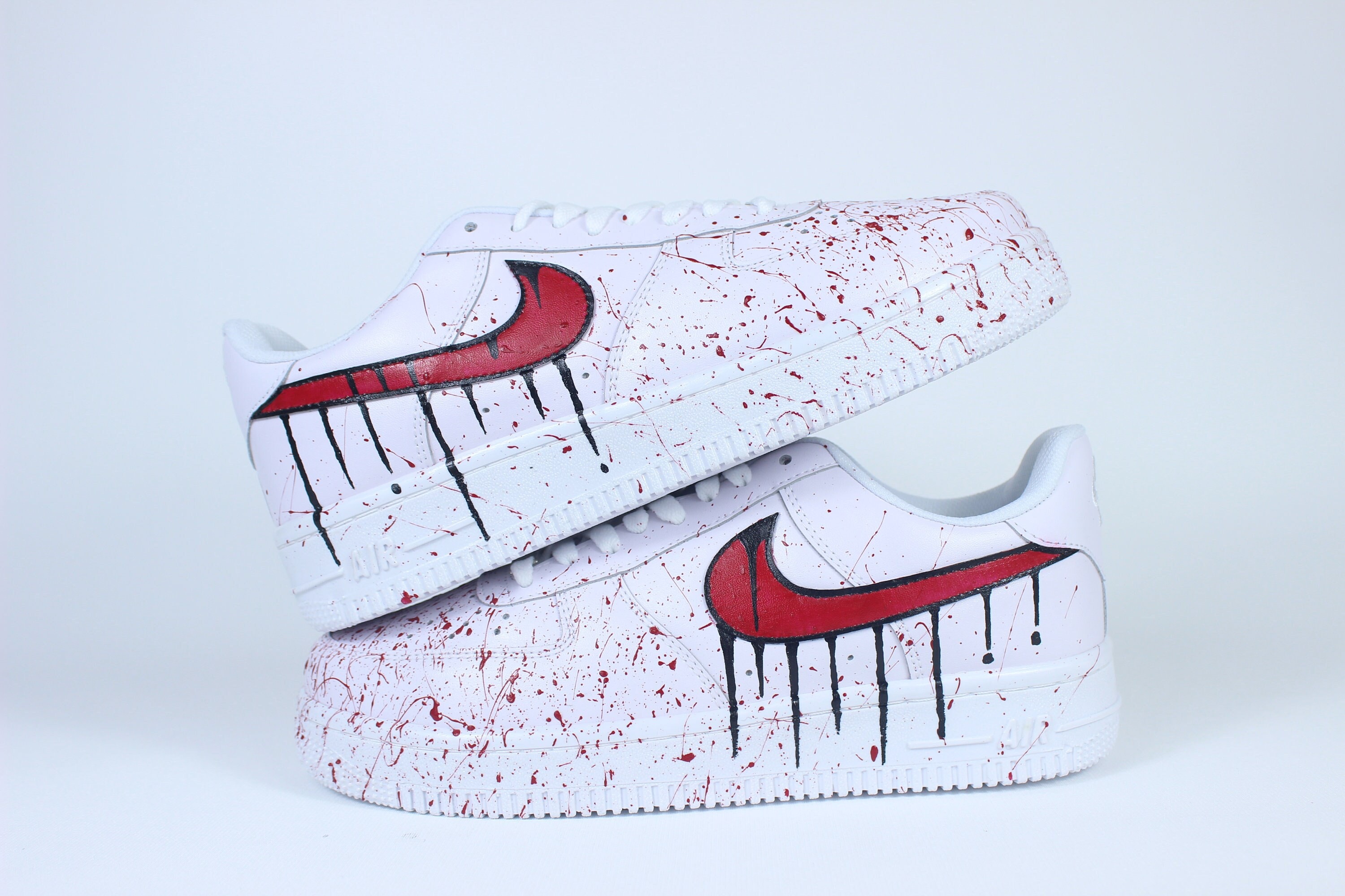 Nike AF1's x Red Dripping 🩸 Available now 🙏🏻 Sizes available from 36 to  45 ✓ ___ #customshoes #custom #nike #angelusdirect #art…