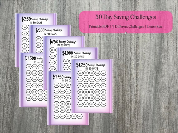 30 Day Saving Challenges Printable Savings Challenge Bundle - Etsy