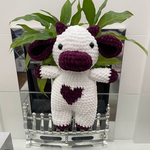 Crochet Heart Cow Pattern, Cute Plush Cow, Crochet Cow, Handmade Gift, Cuddly Stuffed Animal, Beginner Friendly, Amigurumi Cow