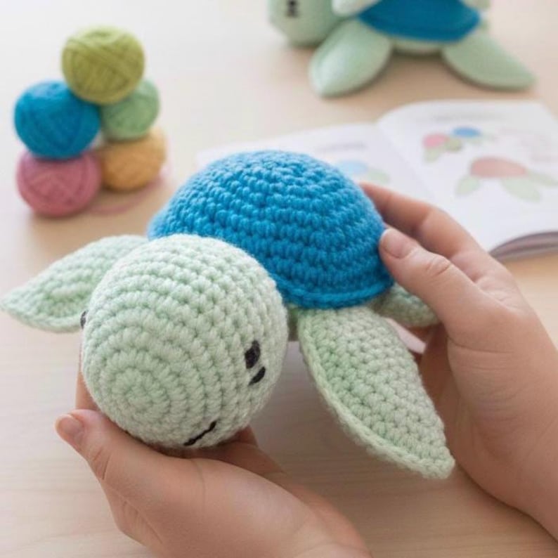 Crochet Sea Turtle Pattern PDF, 3 Sizes Amigurumi Bundle, Beginner Friendly Stuffed Turtle Plushie, Instant Digital Download image 2