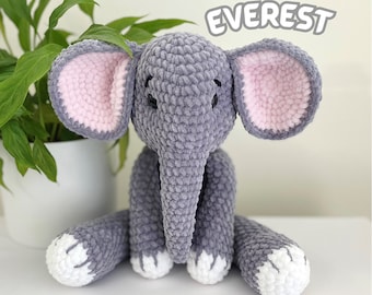Elefante Everest de ganchillo, patrón para principiantes, peluche (patrón en PDF)
