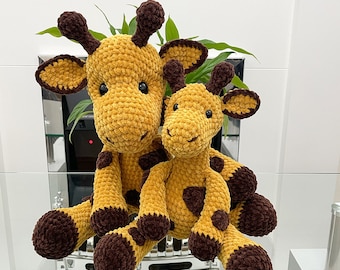 Motifs de girafes au crochet 2 en 1, mignons girafes en peluche Jerry et Mini Jerry, girafe au crochet, cadeau fait main, animal câlin, adapté aux débutants