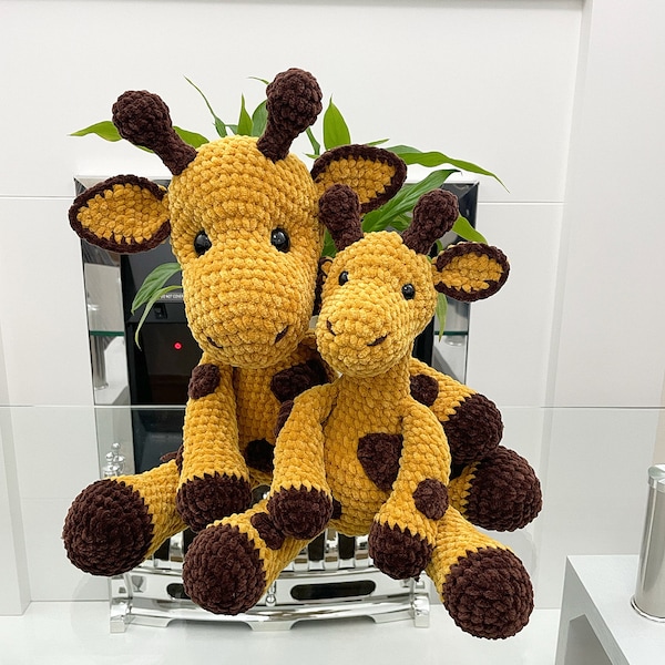 2in1 Crochet Giraffe Patterns, Cute Jerry and Mini Jerry Plush Giraffes, Crochet Giraffe, Handmade Gift, Cuddly Animal, Beginner Friendly