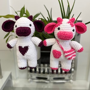 2in1 Crochet Cow Patterns, Cute Plush Crochet Cow, Crochet Amigurumi Pattern, Cuddly Stuffed Animal Gift, Beginner Friendly, Strawberry Cow