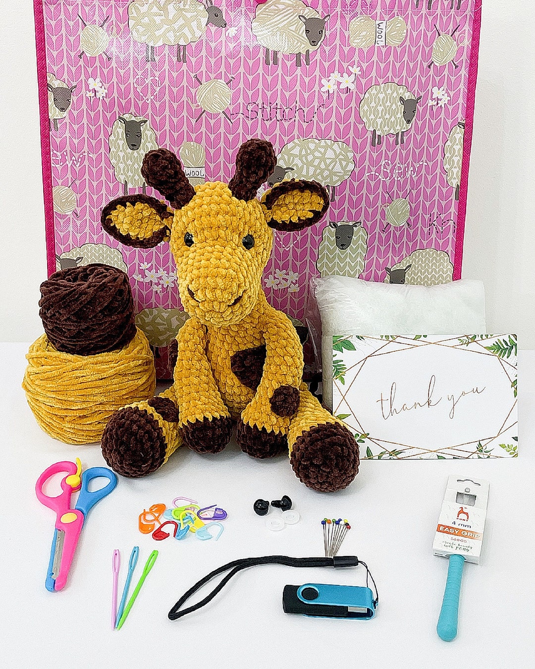 Mini Jerry the Giraffe Crochet Kit, Make Your Own Kit & Pattern